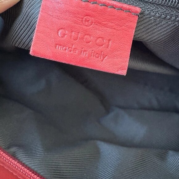 GUCCI Tote Bag GG Pattern Canvas Leather Beige Red Authentic - Picture 10 of 11